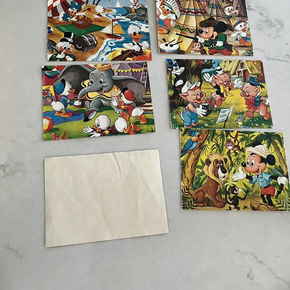 Disney Mickey Mouse Picture Cubes 12 Wood Blocks Puzzle Box Set 60s West Germany - Picture 8 of 13